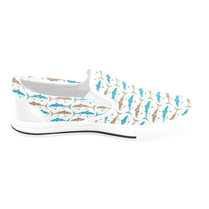 Tuna Fish Print Design LKS301 White Slip Ons Canvas Women's Shoes