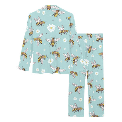 Bee Pattern Print Design BEE010 Women's Long Pajama Set