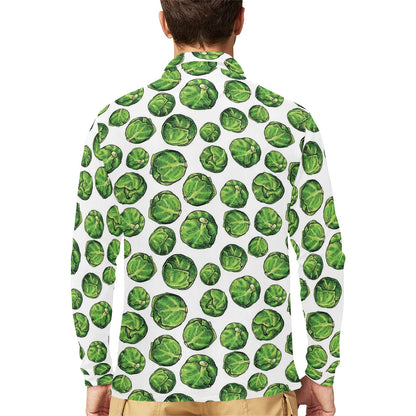 Brussels Sprouts Pattern Print Design 02 Long Sleeve Polo Shirt For Men's