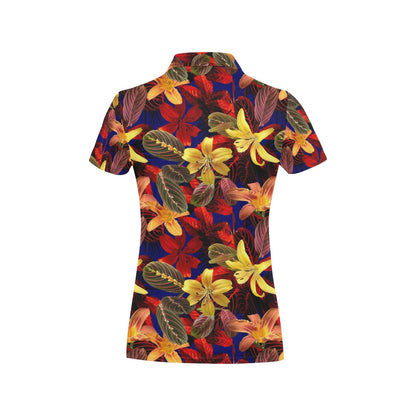 Lily Pattern Print Design LY014 Women's Polo Shirt