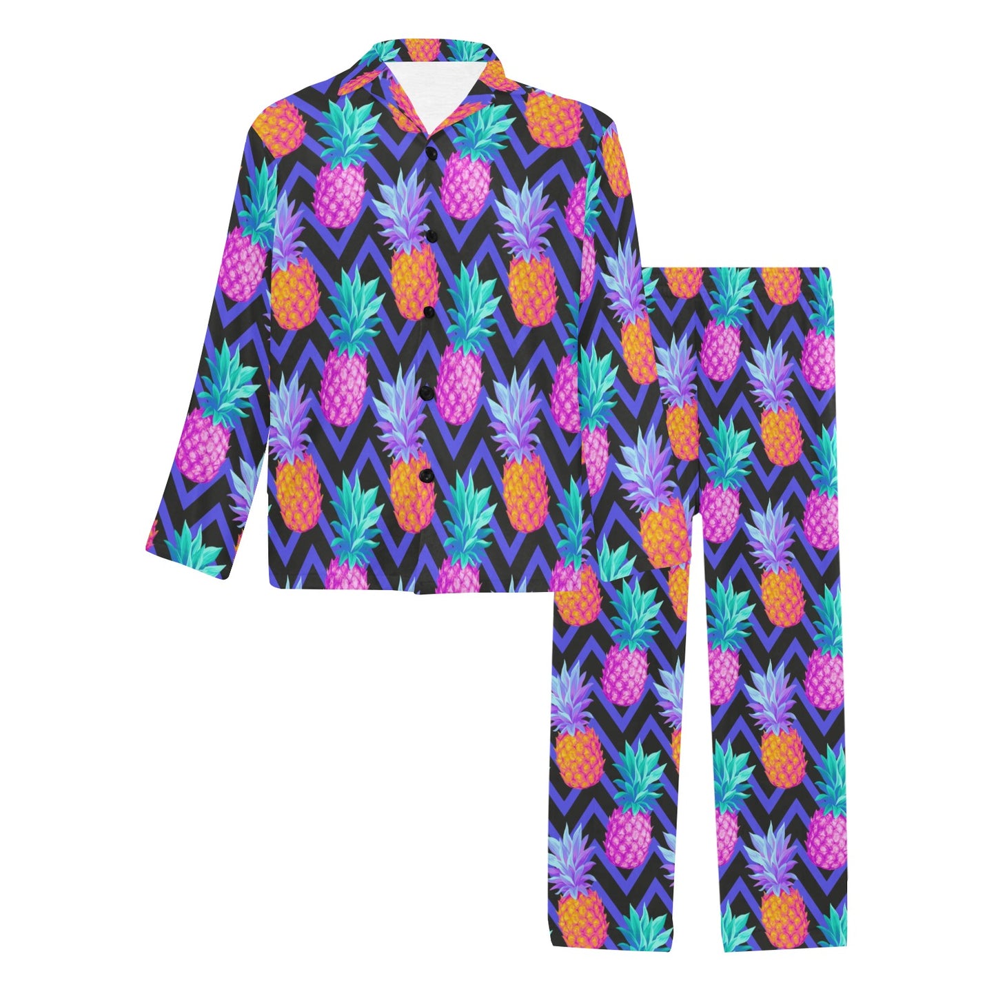 Pineapple Color Art Pattern Men's Long Pajama Set