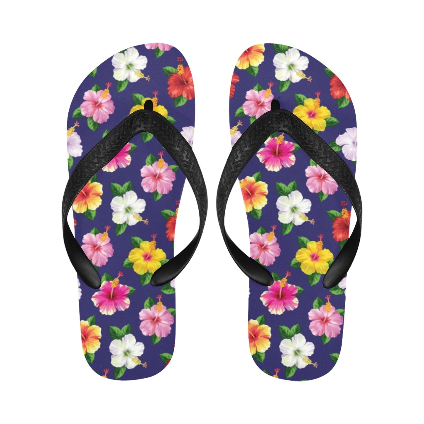 Hibiscus Colorful Print Design LKS301 Flip Flops
