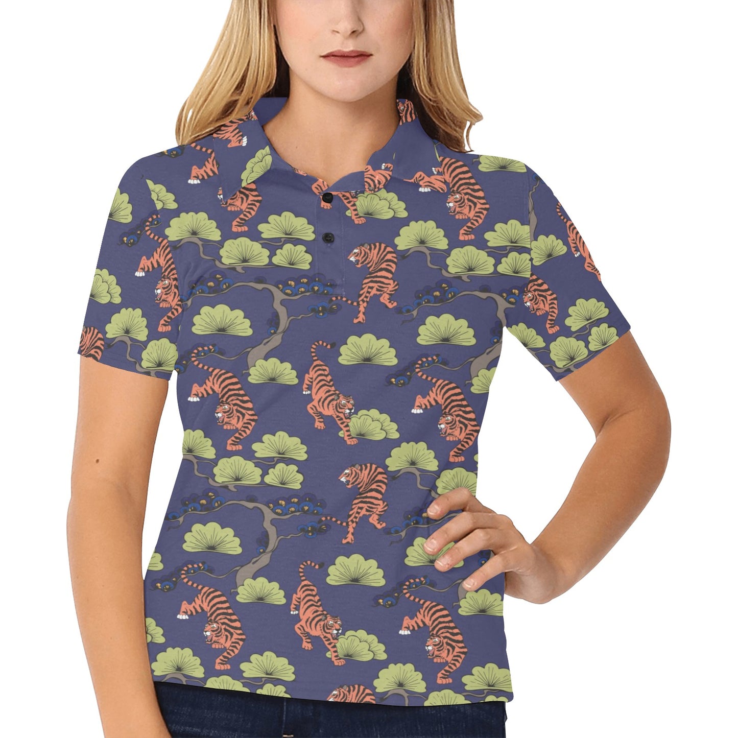 Tiger Pattern Japan Style Women's Polo Shirt