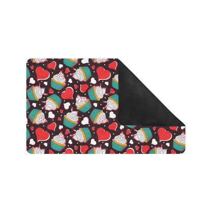 Cupcakes Heart Print Pattern Rubber Doormat