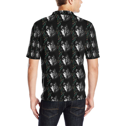 Wolf Black Dream Catcher Design Print Men Polo Shirt