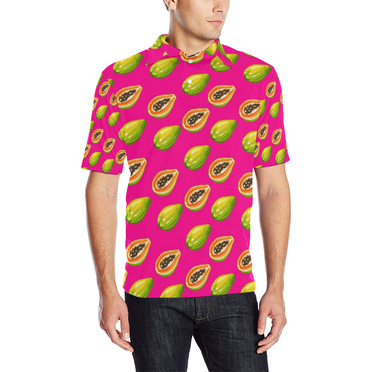 Papaya Pattern Print Design PP02 Men Polo Shirt