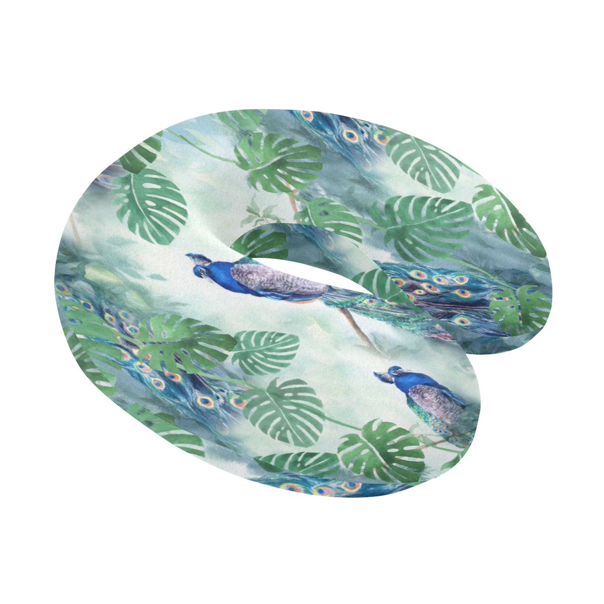 Peacock Pattern Print Design A02 U-Shaped Travel Neck Pillow