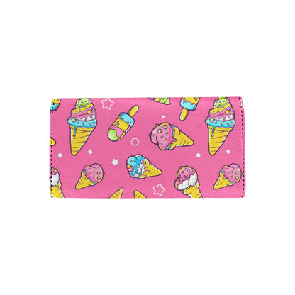 Ice Cream Pattern Print Design IC04 Women's Trifold Wallet