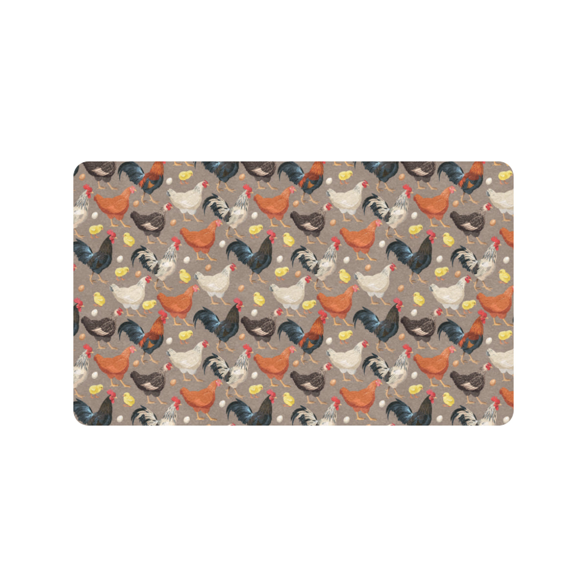 Chicken Evolution Pattern Rubber Doormat