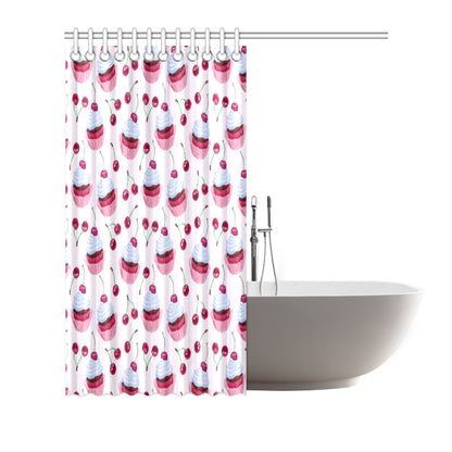 Cherry Cupcake Pink Pattern Shower Curtain