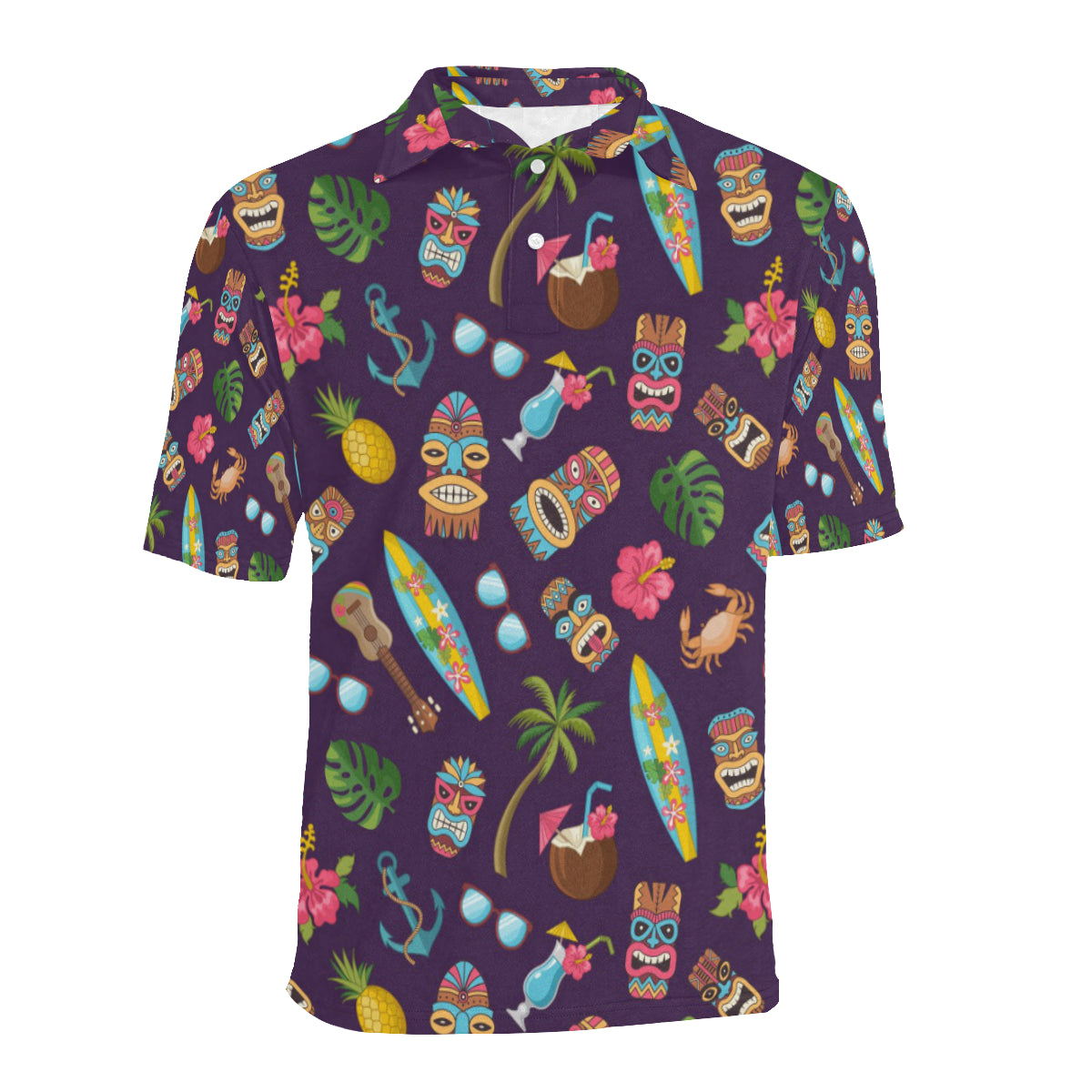 Hawaiian Themed Pattern Print Design H024 Men Polo Shirt