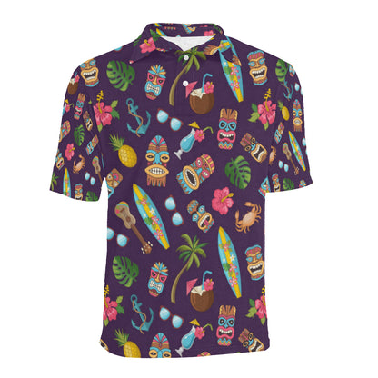 Hawaiian Themed Pattern Print Design H024 Men Polo Shirt