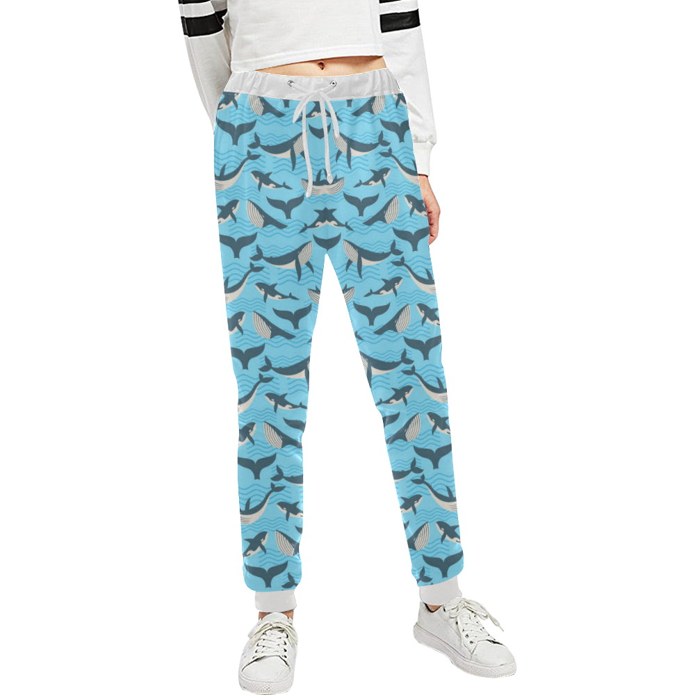 Whale Pattern Design Themed Print Unisex Sweatpants