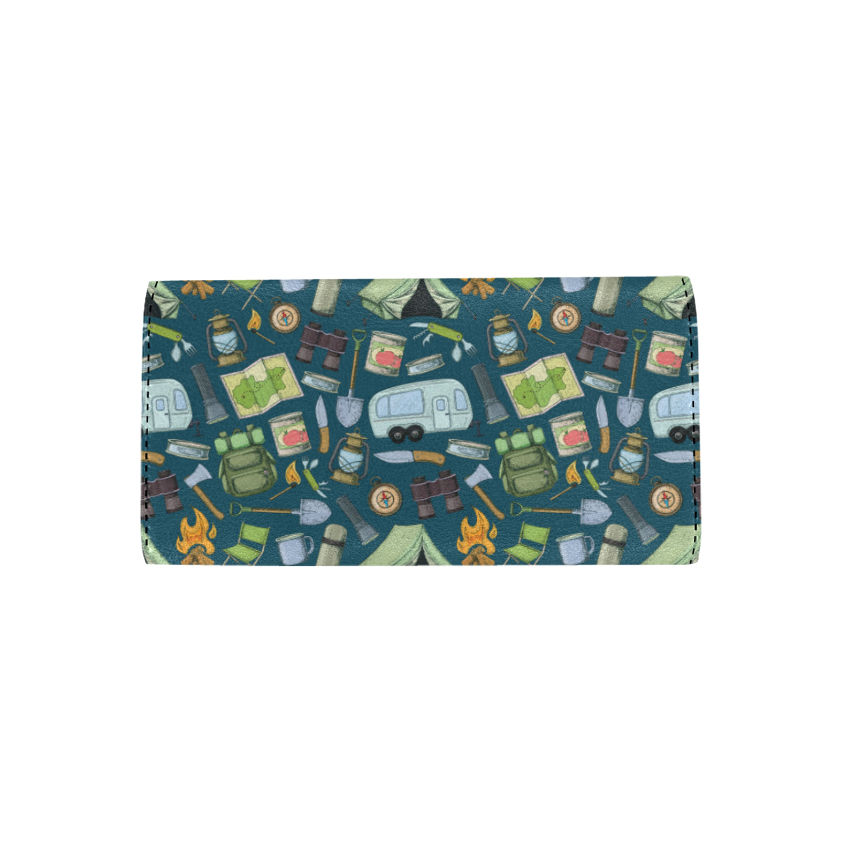 Camping Pattern Print Design 02 Women's Trifold Wallet