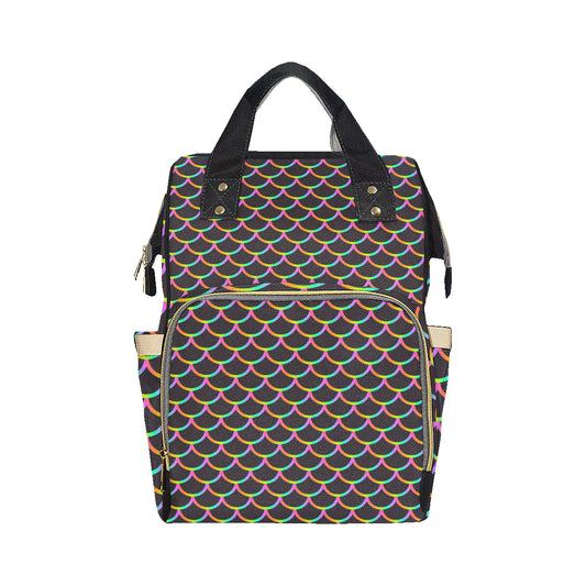 Mermaid Tail Rainbow Design Print Diaper Bag Backpack