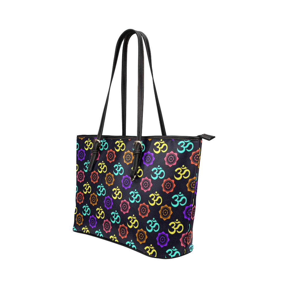 Chakra OM Print Pattern Leather Tote Bag