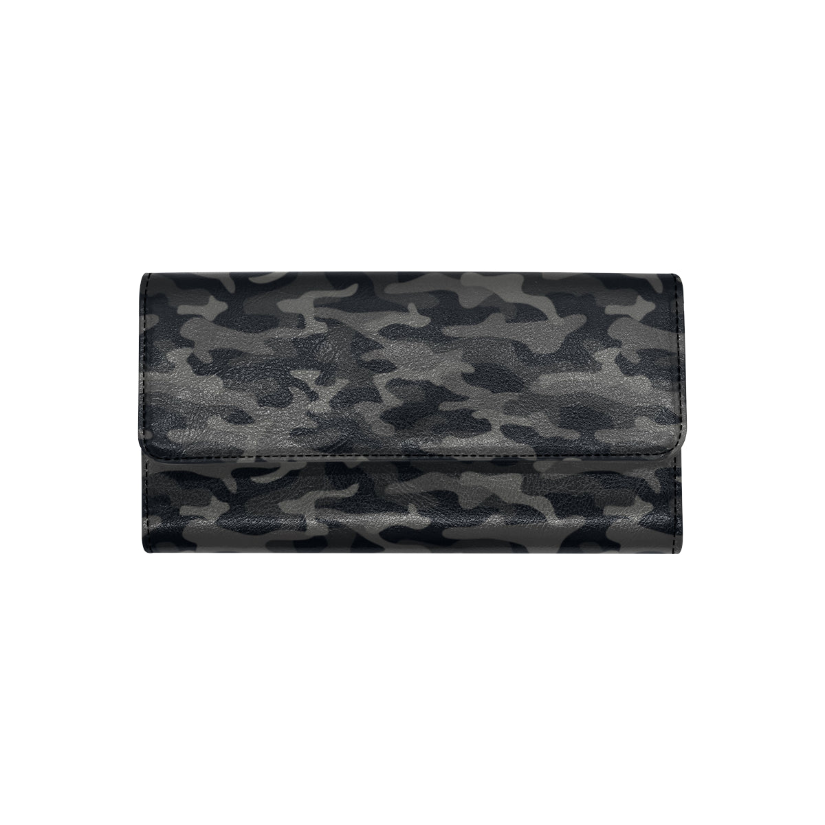 Camo Black Pattern Print Design 02 Women's Trifold Wallet