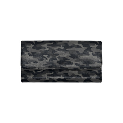 Camo Black Pattern Print Design 02 Women's Trifold Wallet