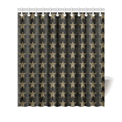 Gold Tribal Turtle Polynesian Design Shower Curtain