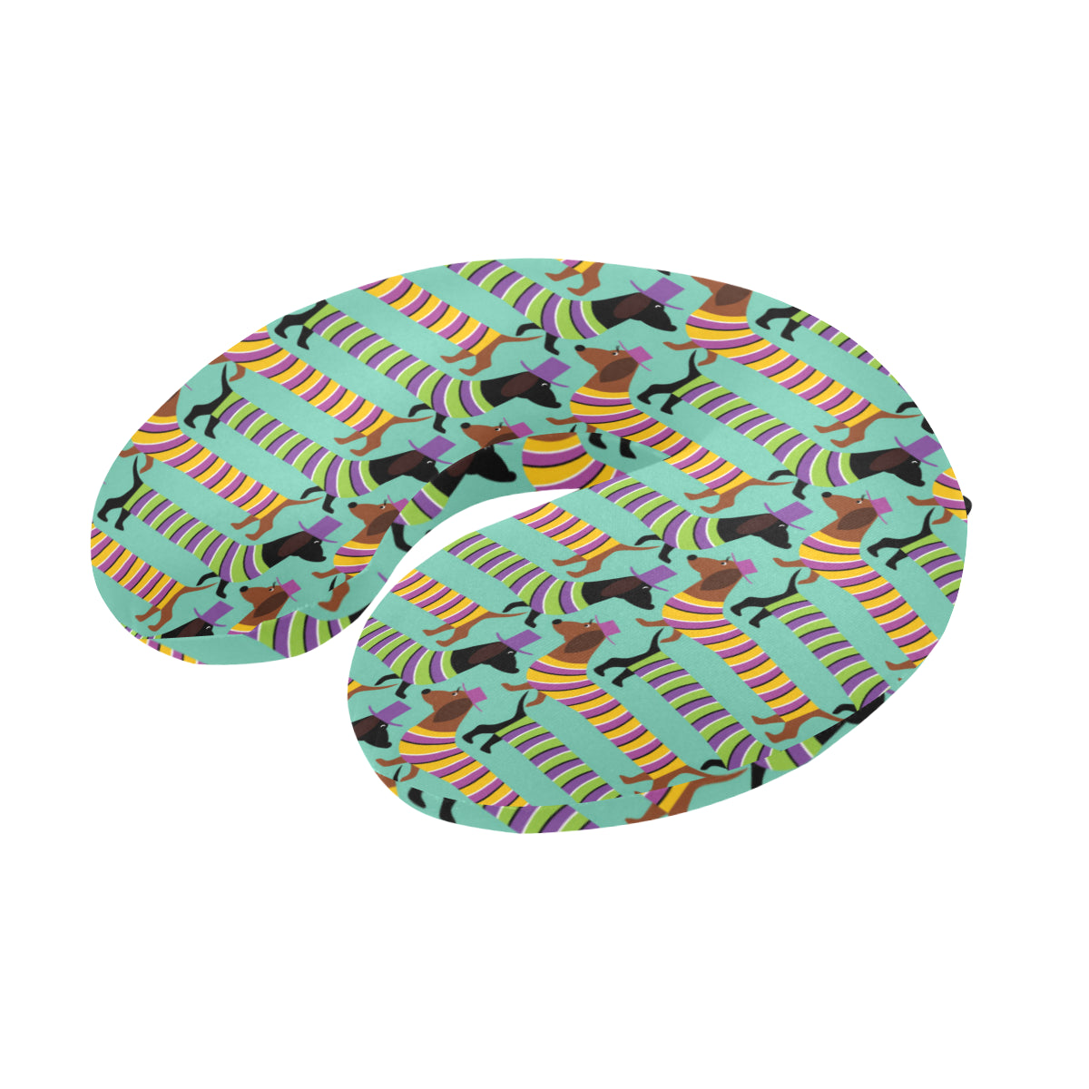 Dachshund Pattern Print Design 05 U-Shaped Travel Neck Pillow