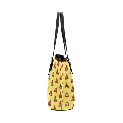 Emoji Poop Print Pattern Leather Tote Bag