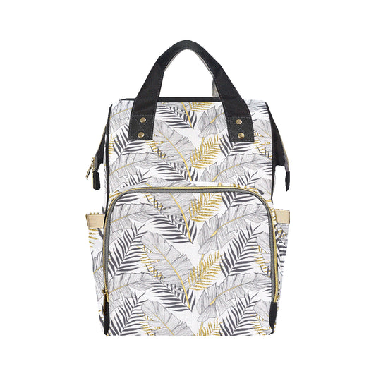 Gold Glitter Tropical Palm Leaves Diaper Bag Backpack