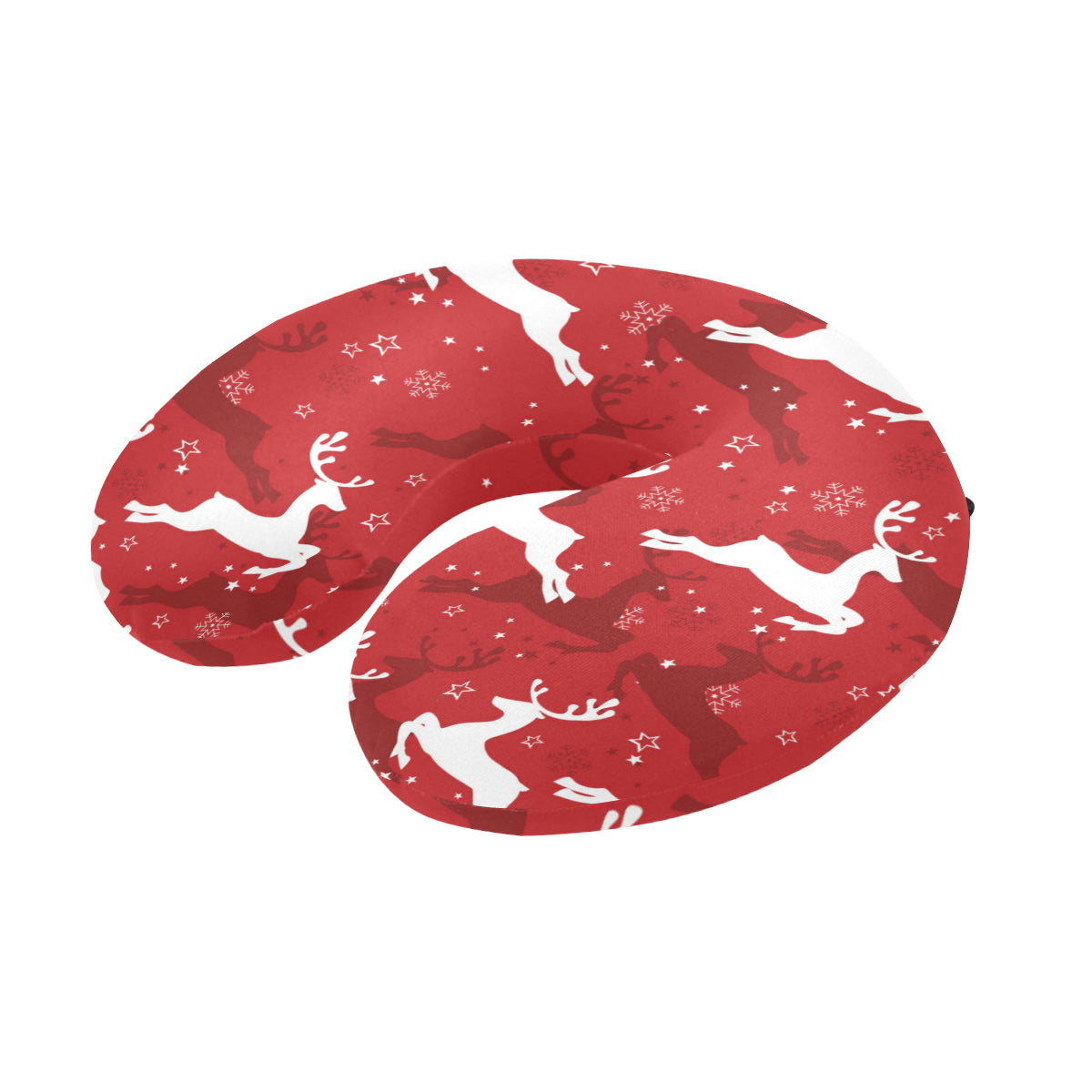 Reindeer Red Pattern Print Design 01 U-Shaped Travel Neck Pillow