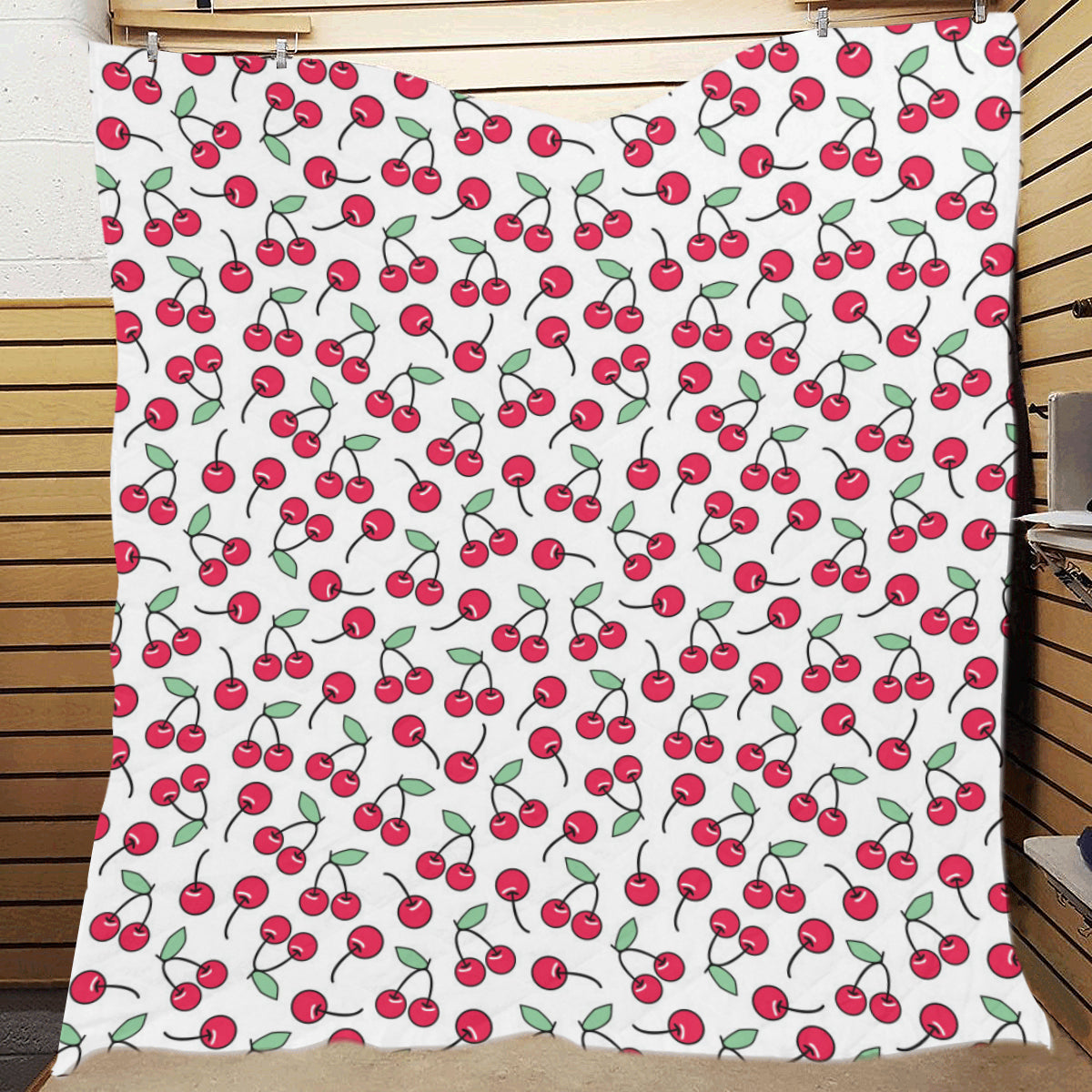 Cherry Pattern Print Design 03 Premium Quilt