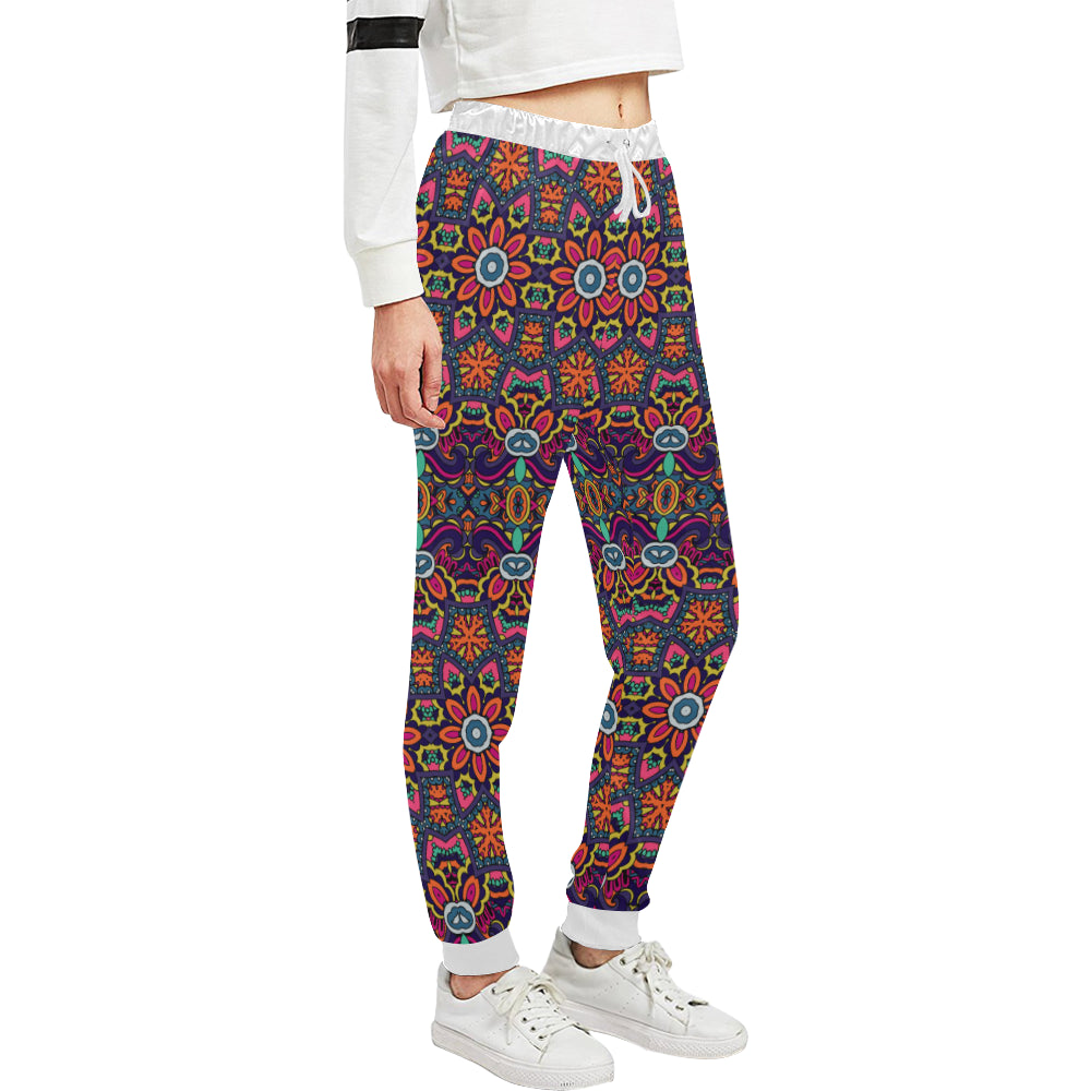 Ethnic Flower Style Print Pattern Unisex Sweatpants