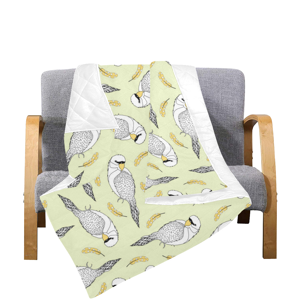 Parakeet Pattern Print Design A03 Premium Quilt