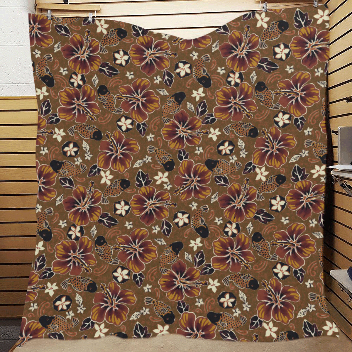 Hawaiian Themed Pattern Print Design H01 Premium Quilt