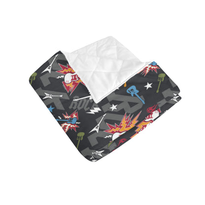 Rock and Roll Pattern Print Design A01 Premium Quilt