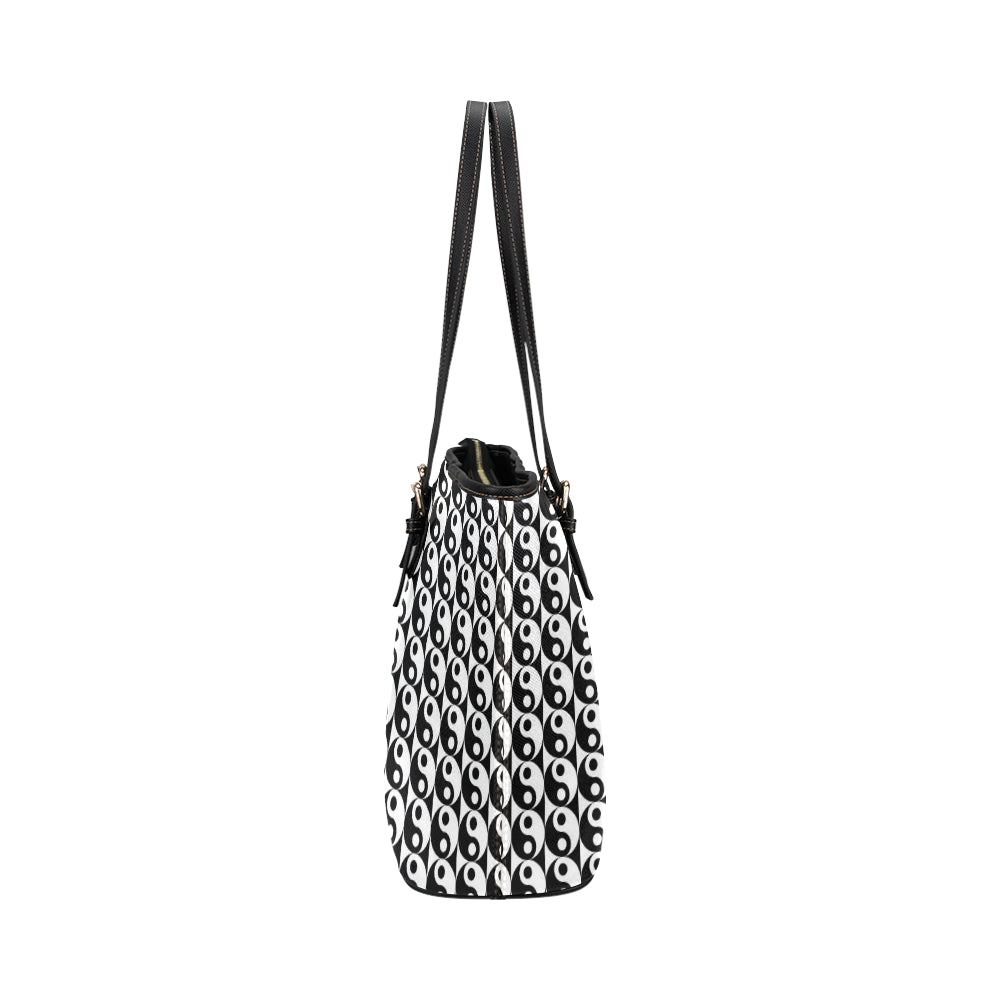 Yin Yang Classic Pattern Design Print Leather Tote Bag