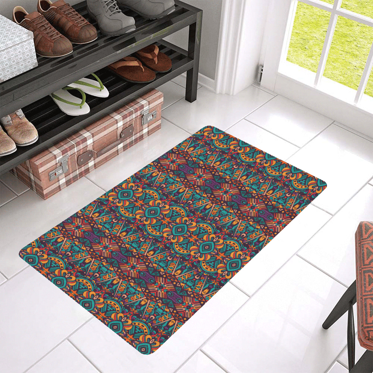 Ethnic Style Print Pattern Rubber Doormat