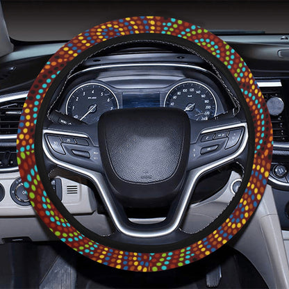 Aboriginal Print Design LKS403 Steering Wheel Cover with Elastic Edge