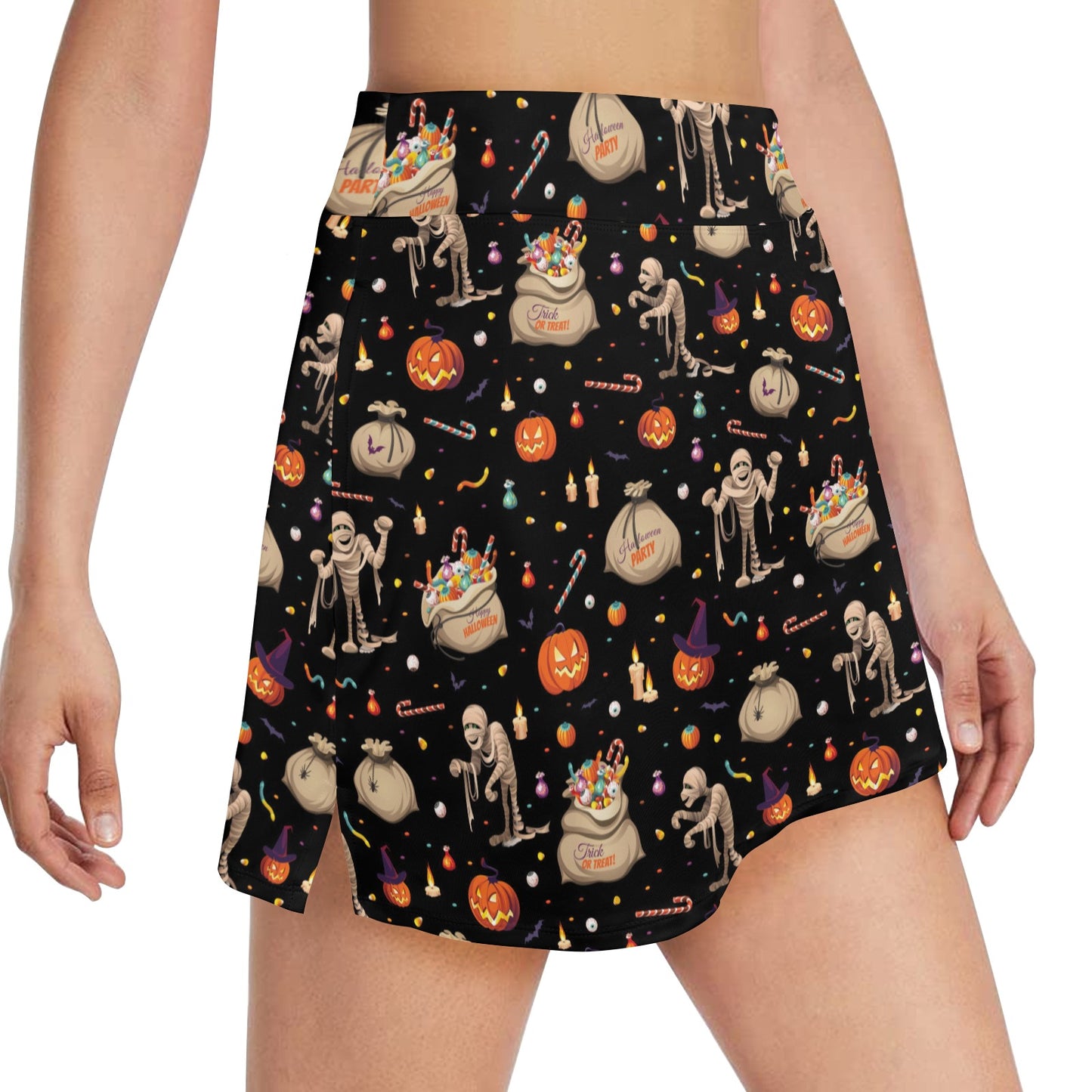 Mummy Halloween Print Design LKS303 Women's Golf Skirt with Pocket