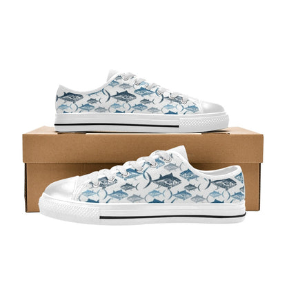 Tuna Fish Print Design LKS303 Women's White Low Top Shoes