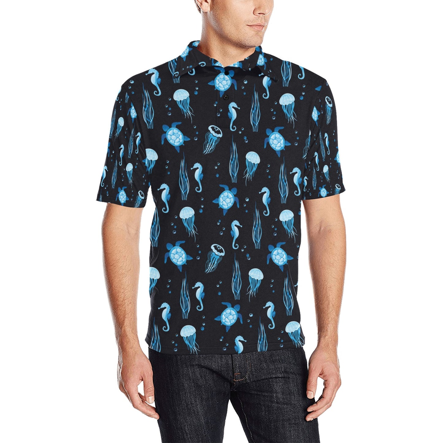 Sea Turtle Print Design LKS3013 Men Polo Shirt