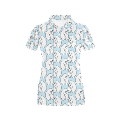 Polar Bear Pattern Print Design PB08 Women's Polo Shirt