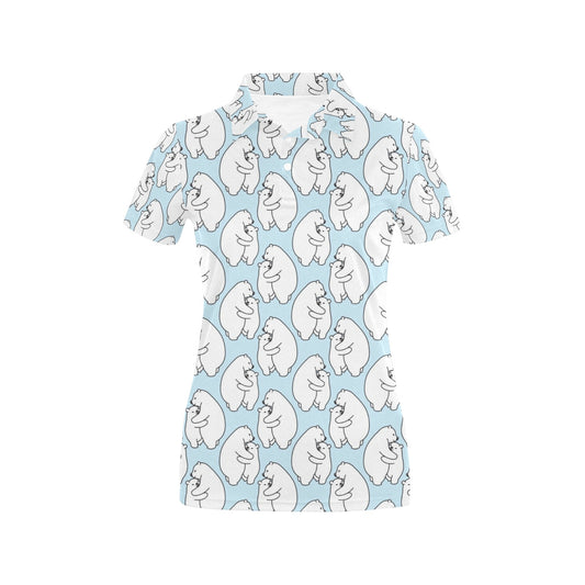 Polar Bear Pattern Print Design PB08 Women's Polo Shirt