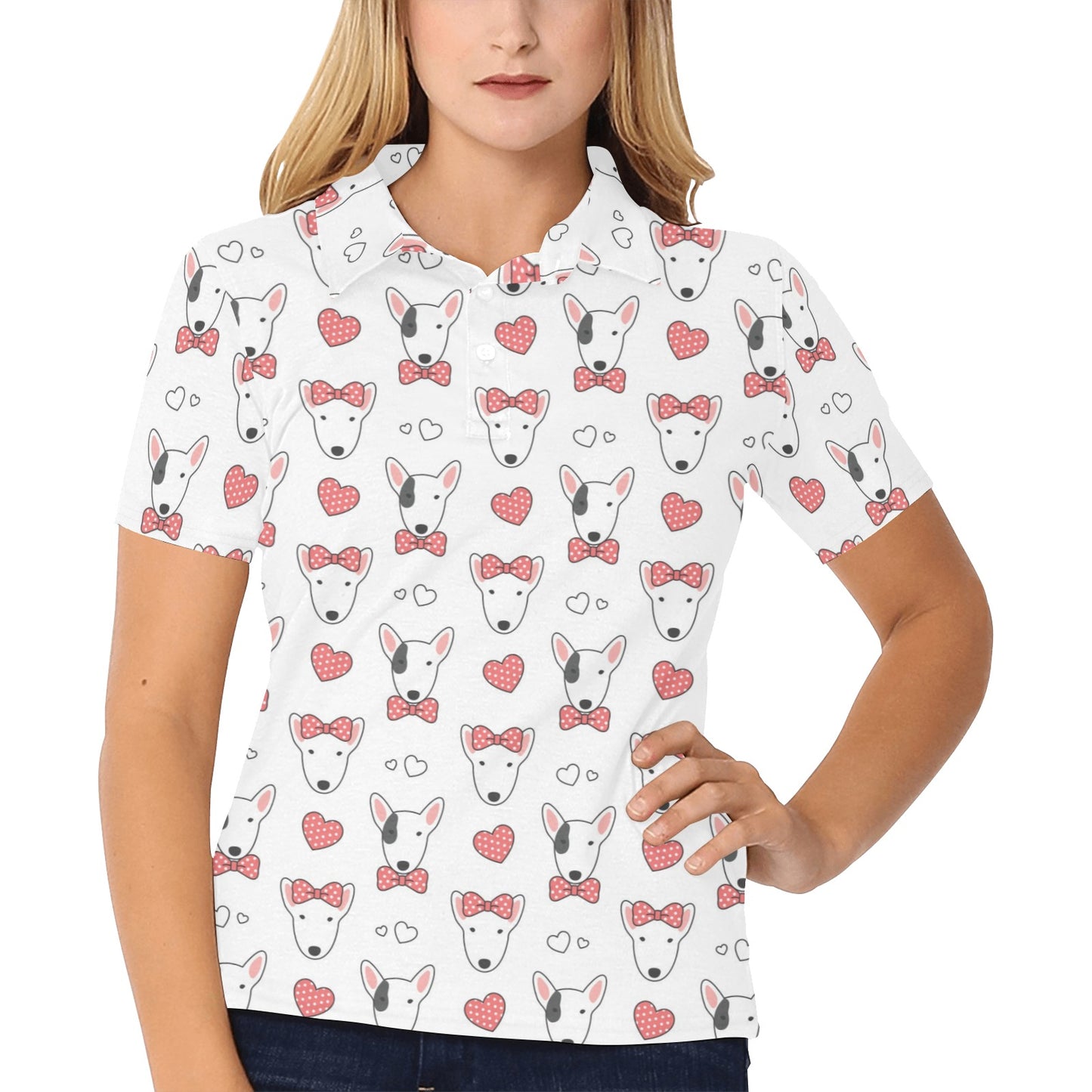 Bull Terriers Pattern Print Design 08 Women's Polo Shirt
