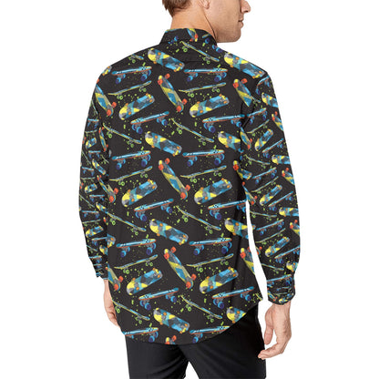 Skateboard Print Design LKS305 Men's Long Sleeve Dress Shirt