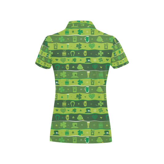 Shamrock Print Design LKS303 Women's Polo Shirt
