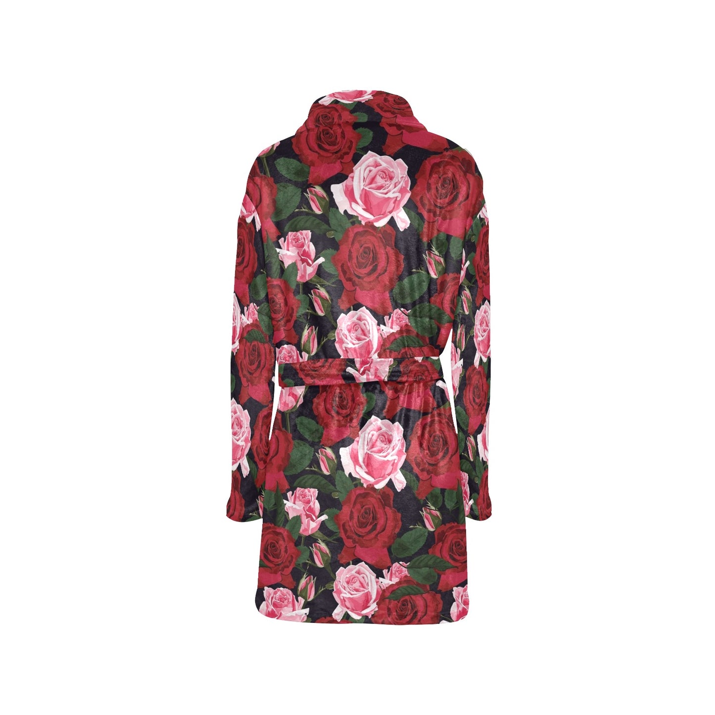 Rose Red Pink Pattern Print Design RO01 Women's Fleece Robe