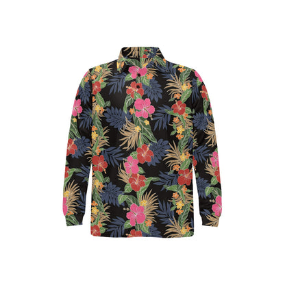 Hawaiian Themed Pattern Print Design H011 Long Sleeve Polo Shirt For Men's