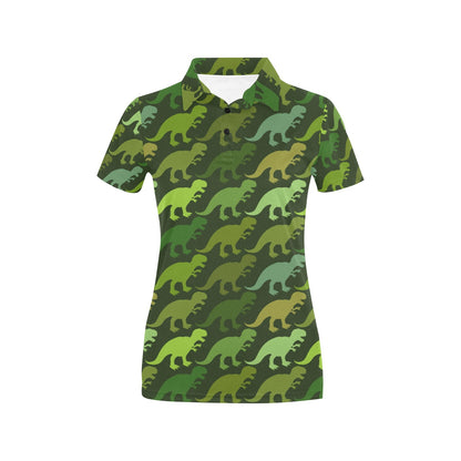 T Rex Pattern Print Design A03 Women's Polo Shirt