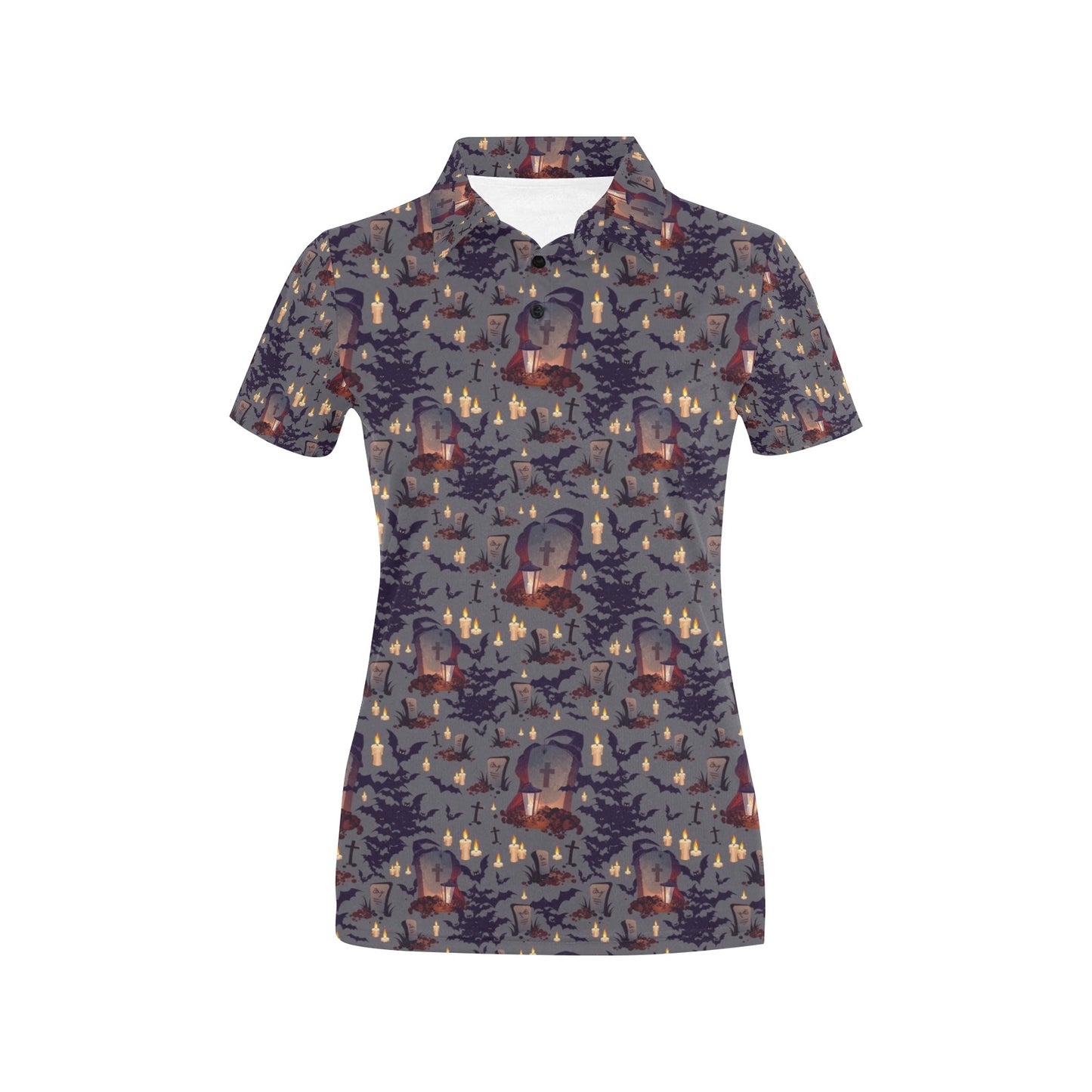 Creepy Graveyard Print Design LKS301 Women's Polo Shirt