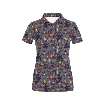 Creepy Graveyard Print Design LKS301 Women's Polo Shirt