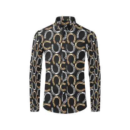 Horseshoe Print Design LKS305 Men's Long Sleeve Dress Shirt