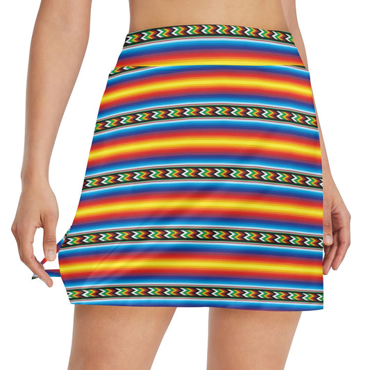 Mexican Blanket ZigZag Print Pattern 17" Golf & Pickleball Skort with Pockets